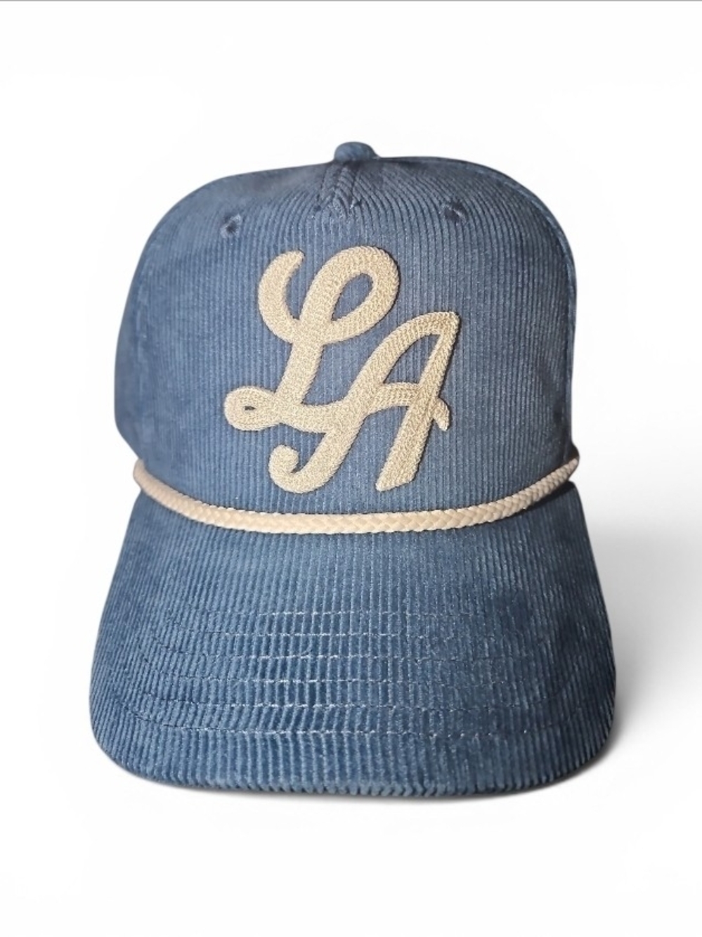 Mad Engine LA Corduroy Snapback Hat Navy White Rope Vintage  Baseball Cap